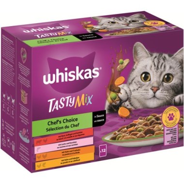 Whiskas Frischebeutel Tasty Mix 85g 12 Pack Chef's Choice in Sauce 1+, 433675