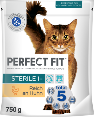 PERFECT FIT Sterile 1+ Trockenfutter Reich an Huhn 750g, 454120