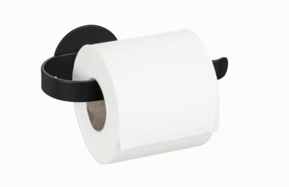 WENKO Turbo-Loc® Toilettenpapierhalter Mod. Bivio Black matt aus Aluminium,  26065100