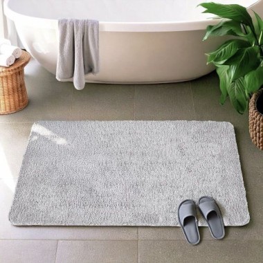 Preview: Wenko Badteppich Badia, grau, Polyester, 60x90 cm rutschfester TPR-Rücken, waschbar, 26271100