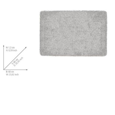 Preview: Wenko Badteppich Badia, grau, Polyester, 60x90 cm rutschfester TPR-Rücken, waschbar, 26271100