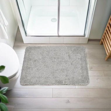 Preview: Wenko Badteppich Badia, grau, Polyester, 55x65 cm rutschhemmend, fusselfrei, 26270100