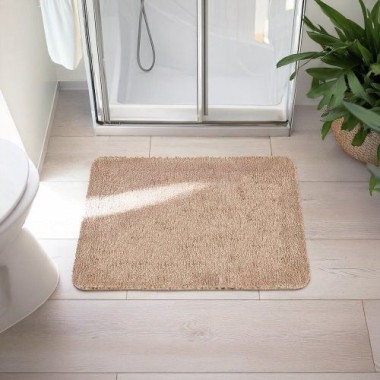 Preview: Wenko Badteppich Badia, beige, Polyester, 55x65 cm rutschhemmend, fusselfrei, 26268100