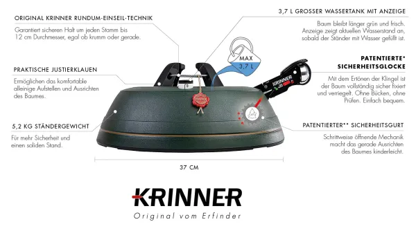 KRINNER Christbaumständer Ultra Grip L, 3,7L, für Bäume bis 270 cm, 94435