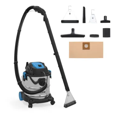 Güde Waschsauger GWS 1600-20 (1600 W, Nass- und Trockensaugen, Sprühen, Ausblasen, Filterreinigung, Edelstahlbehälter 20 l, max. Saugleistung 19 kPa, Luftvolumenstrom 100 m³/h, HEPA-Filter, Zubehör) 17019