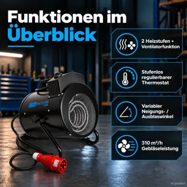 Preview: Güde Elektroheizer GEH 5000 R, 5000 W / 400 V Starkstrom, 85131