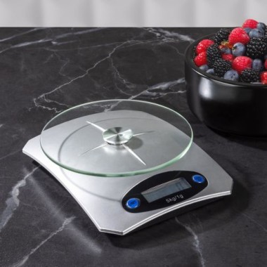Preview: Haushalt International Digitale Küchenwaage rund, 5kg, Glasplatte, 16204