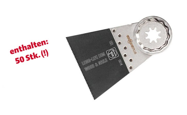 FEIN 50 Stk. E-Cut Long-Life-Sägeblatt, 50mm x 65mm, schwarz/silber 63502161250
