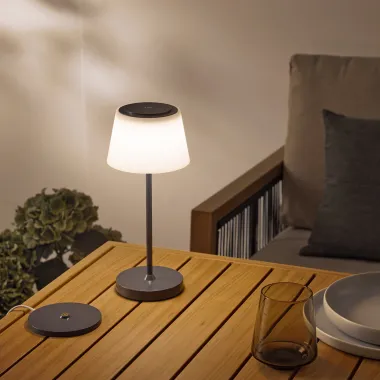 Preview: CASAYA LED-Akkuleuchte Tasjö, 3,3 W, 300 lm, anthrazit, H 31 cm, Ladestation, 997279