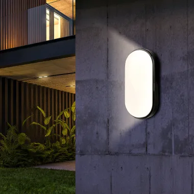Preview: CASAYA LED-Außenleuchte Augis, BxHxT: 21 x 4,8 x 10,5 cm, oval, 14W, 980 lm, 4000K, schwarz, 997343
