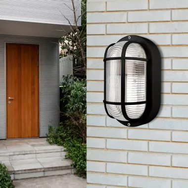 Preview: Casaya LED-Außenleuchte Korbi, E27, BxHxT: 20,5 x 9,5 x 12 cm, oval, schwarz, 997347