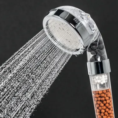 EASYmaxx Duschkopf Spa, mit Mineralperlen, 3 in 1 transparent / chrom, 8cm, 5206