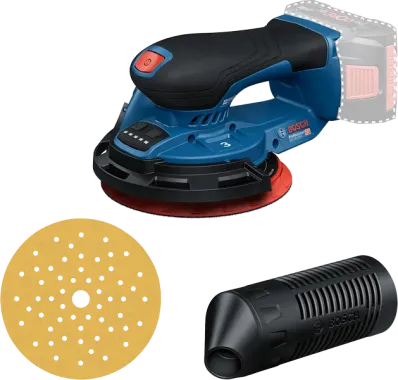 Preview: Bosch Professional 18V System Akku-Schleifer GEX 18V-150-3 inkl. 1x Schleifpapier, 1x Staubbox, 1x Schutzring, 0601372904