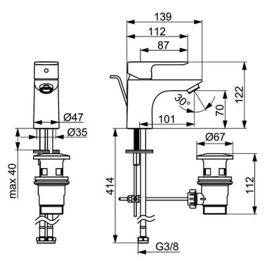 Preview: Hansa Waschtischarmatur Pico S, 40702203
