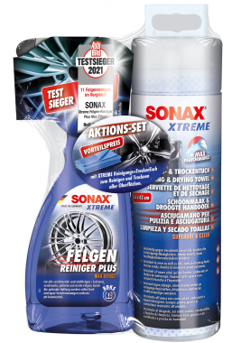 SONAX Aktionsset Xtreme FelgenReiniger Plus (500 ml) + Xtreme Reinigungs +Trockentuch, 230541
