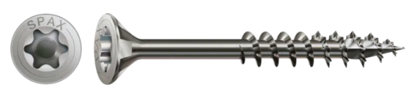 SPAX Edelstahlschraube, 4 x 50 mm, 125 Stück, Teilgewinde, Senkkopf, T-STAR plus T20, 4CUT, Edelstahl rostfrei A2, 4197000400506