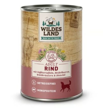 Wildes Land Nassfutter Rind mit Süßkartoffel, 400g, WL58201