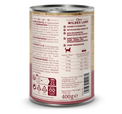 Preview: Wildes Land Nassfutter Rind mit Süßkartoffel, 400g, WL58201