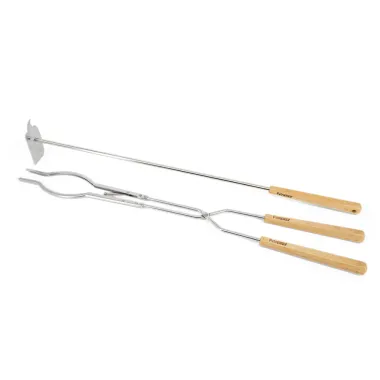 Petromax Lagerfeuerbesteck aus Edelstahl, mit extra langem Holzgriff, CFCUTLERY