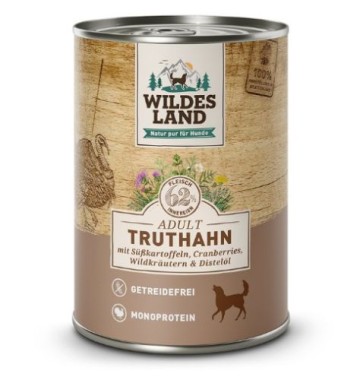 Preview: Wildes Land Nassfutter Truthahn mit Süßkartoffel, 400 g, WL511062