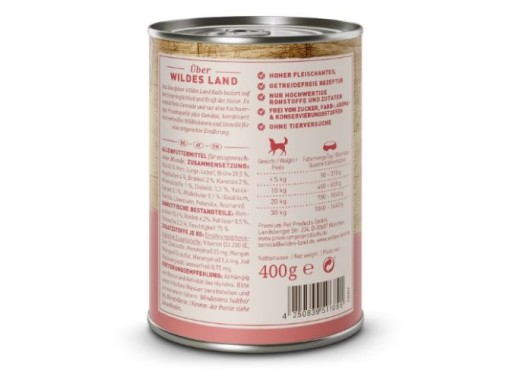 Preview: Wildes Land Nassfutter Kalb mit Brokkoli, 400 g, WL511086