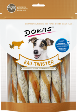Dokas Kau-Twister Rinderhaut, Pansen & Hühnerbrustfilet 200 g, 180357