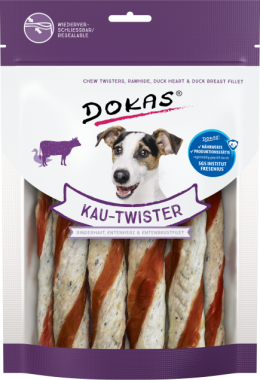 Dokas Kau-Twister Rinderhaut, Entenherz und Entenbrustfilet, 200 g, 180358