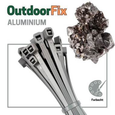 Preview: OutdoorFix Kabelbinder 150 x 3,5 mm, 50 Stk, Aluminium, Wetterfest, UV-beständig, 22570