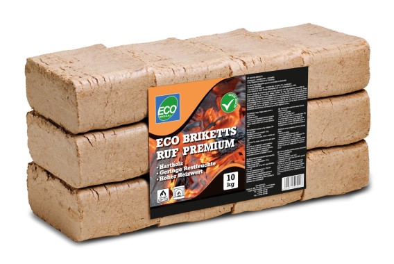 Hartholz Briketts ECO Premium RUF (96 Stück je 10kg), RUF HH BRIKETTS