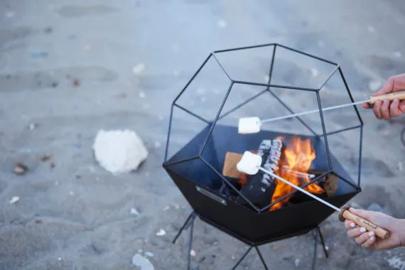 Preview: Barbecook Feuerkorb Jura, schwarz, 42.5x42.5x70cm, Stahl, BC-WOO-6013