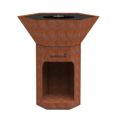 Barbecook Feuerschale mit Feuerplatte Nestor Original BBQ Grill aus Cortenstahl, 92x92x101cm, BC-WOO-6023