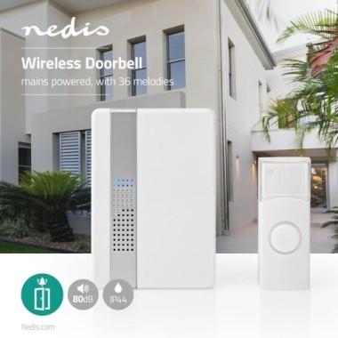 Preview: Nedis Drahtloses Türklingel Set, Signalreichweite: 300 m, IP44, 36 Melodien, 5802644