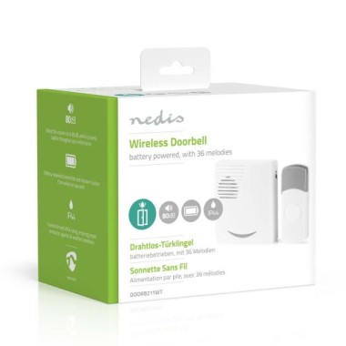 Nedis Drahtloses Türklingel Set, 3V DC, Signalreichweite 100m, IP44, 36 Melodien, 6289401