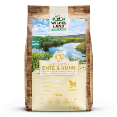 Wildes Land Classic Puppy, Trockenfutter, Ente & Huhn mit Kartoffel,1 kg, WL656177