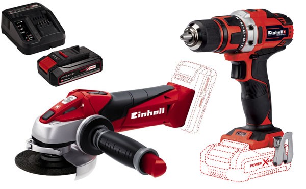 Einhell Sparset 1: Akkuschrauber + Winkelschleifer + 2,5 Ah-Starterkit