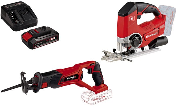 Einhell Sparset 2: Stichsäge + Universalsäge + 2,5 Ah-Starterkit