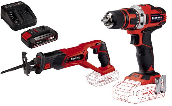 Einhell Sparset 2: Stichsäge + Universalsäge + 2,5 Ah-Starterkit