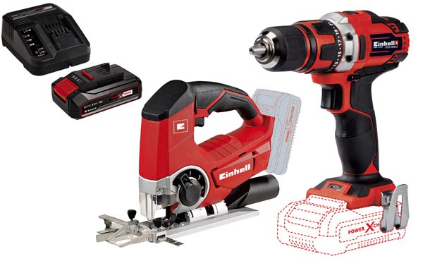 Einhell Sparset 2: Stichsäge + Universalsäge + 2,5 Ah-Starterkit