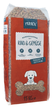 Primox Hunde-Trockenfutter Rind & Gemüse 15kg, hergestellt in DE, Nährstoffreich für Vitalität & Gesundheit beim Hund 446130