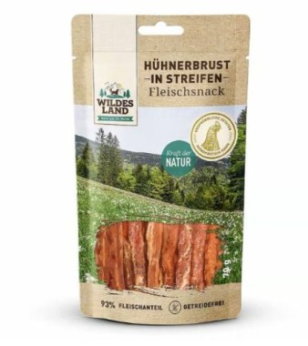 Wildes Land Fleischsnack Hühnerbrust in Streifen, 70 g, WL476294