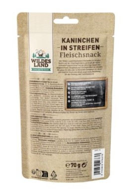 Preview: Wildes Land Fleischsnack Kaninchenfleisch in Streifen, 70 g, WL476317