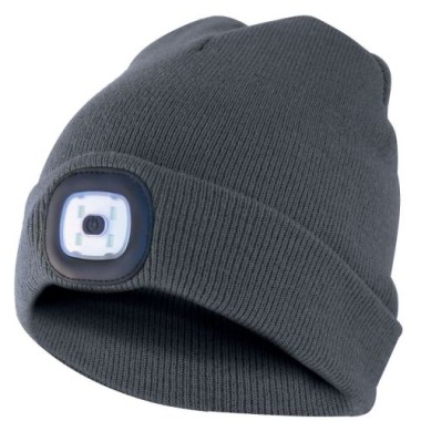 Velamp Unisex Haube mit LED-Frontleuchte, 100 Lumen, wiederaufladbar, Anthrazit, 51CAP02