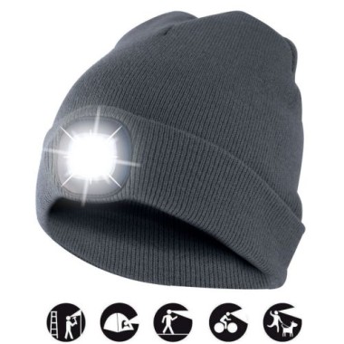 Preview: Velamp Unisex Haube mit LED-Frontleuchte, 100 Lumen, wiederaufladbar, Anthrazit, 51CAP02