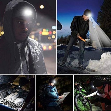 Velamp Unisex Haube mit LED-Frontleuchte, 100 Lumen, wiederaufladbar, Anthrazit, 51CAP02