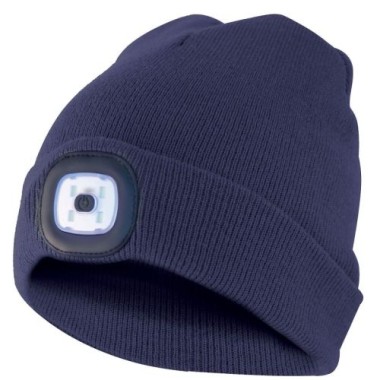 Velamp Unisex Haube mit LED-Frontleuchte, 100 Lumen, wiederaufladbar, Navy Blau, 50CAP04