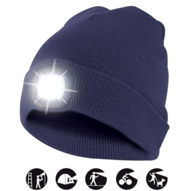 Preview: Velamp Unisex Haube mit LED-Frontleuchte, 100 Lumen, wiederaufladbar, Navy Blau, 50CAP04