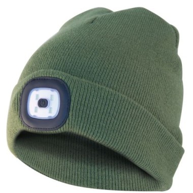 Velamp Unisex Haube mit LED-Frontleuchte, 100 Lumen, wiederaufladbar, grün, 50CAP05