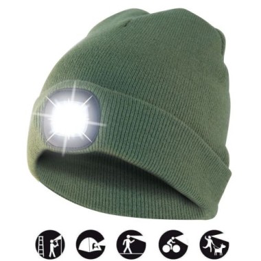 Preview: Velamp Unisex Haube mit LED-Frontleuchte, 100 Lumen, wiederaufladbar, grün, 50CAP05