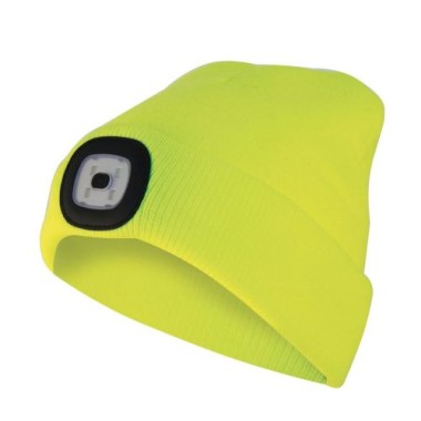 Velamp Unisex Haube mit LED-Frontleuchte, 100 Lumen, wiederaufladbar, Neongelb, 50CAP07