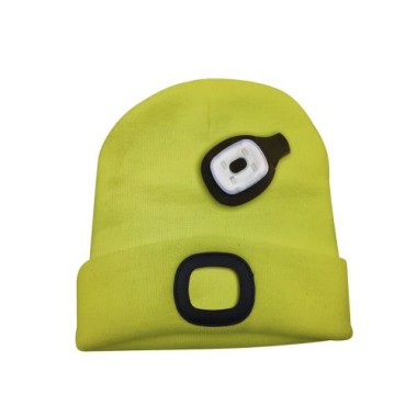 Preview: Velamp Unisex Haube mit LED-Frontleuchte, 100 Lumen, wiederaufladbar, Neongelb, 50CAP07